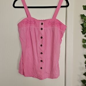 Maurices Pink Embroidered Button-Front Cami